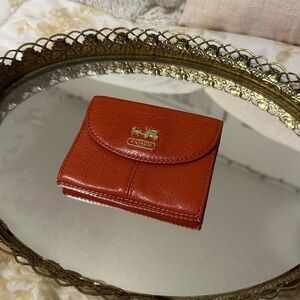 Coach Orange Leather Compact Wallet